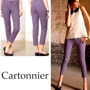 Anthropologie Cartonnier Charlie Ankle pants w/ geometric pattern. Size 12